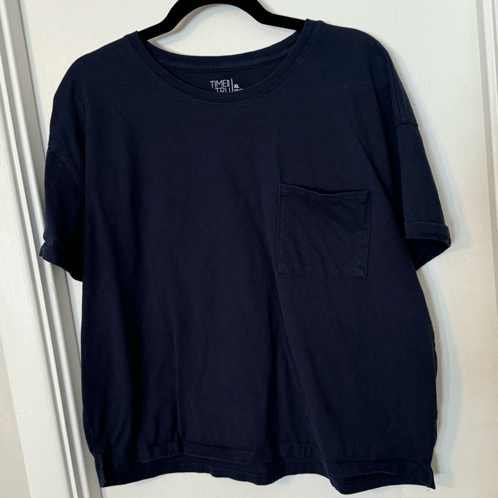 Time and Tru navy blue boxy tee size XL